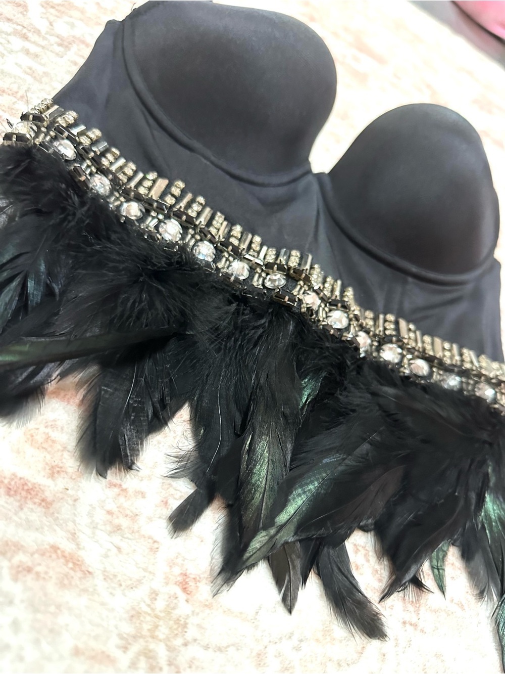Vintage BEBE ✨Crystal & Feather Corset Top - Picture 4 of 11